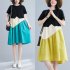 Fashion Maternity Dress For Women Summer Round Neck Short Sleeves A line Skirt Loose Large Size Pullover Dress blue 2XL