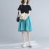 Fashion Maternity Dress For Women Summer Round Neck Short Sleeves A line Skirt Loose Large Size Pullover Dress blue 2XL