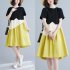 Fashion Maternity Dress For Women Summer Round Neck Short Sleeves A line Skirt Loose Large Size Pullover Dress yellow 2XL