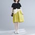 Fashion Maternity Dress For Women Summer Round Neck Short Sleeves A line Skirt Loose Large Size Pullover Dress yellow 2XL