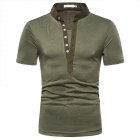 Fashion Men Slim Fit V Neck Short Sleeve Muscle Tee T shirt  Army Green L