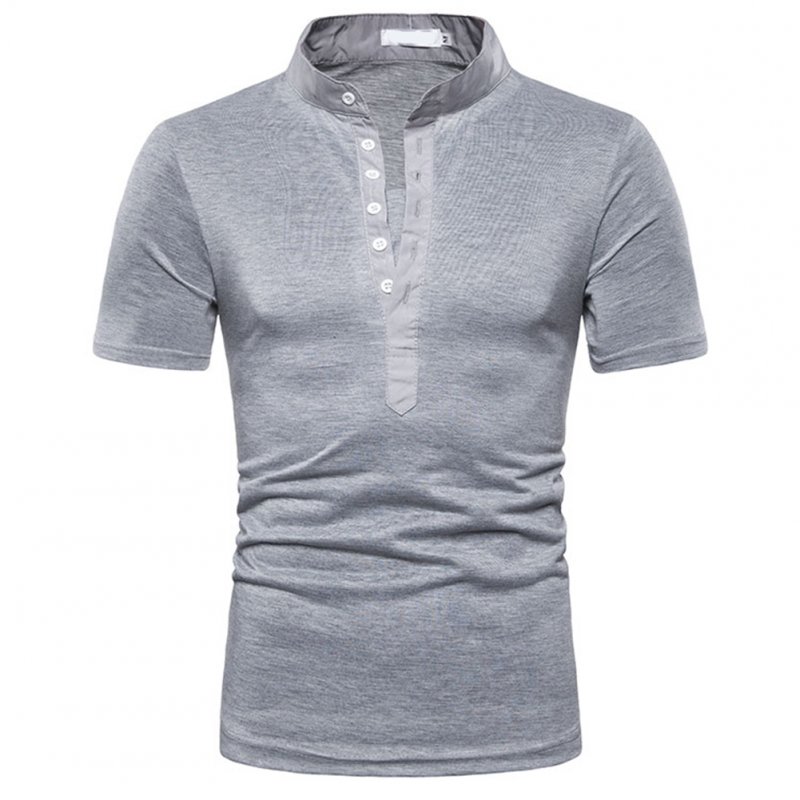Fashion Men Slim Fit V Neck Short Sleeve Muscle Tee T-shirt  light grey_XL