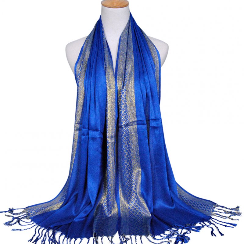 Fashion Muslim Style Gold Thread Tassel Scarf Soft Headscarf