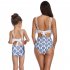 Fashion Parent child Swimwear Chic Printing Ruffle Swimsuit Set