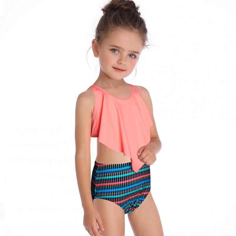 Fashion Parent-child Swimwear Chic Printing Ruffle Swimsuit Set