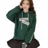 Fashion Plus Size Loose Slim Fit Letter Printed Hoodies Sweatshirt Women green S