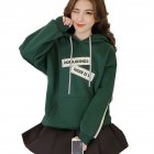 Fashion Plus Size Loose Slim Fit Letter Printed Hoodies Sweatshirt Women green M