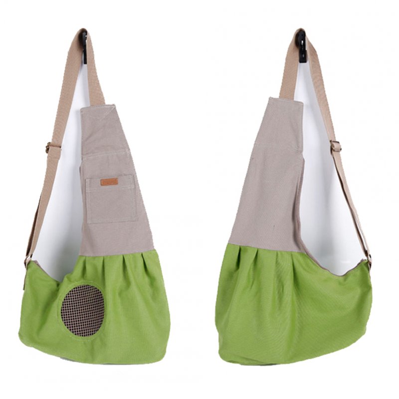 Fashion Portable Canvas Carrying Single Shoulder Bag for Small Pets Cat Dog Outdoor Use green_60*50*19cm