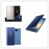 Fashion Shockproof  Ultra Thin Electroplating PU Case Cover Mirror Free Flip Anti scratch Protective Case for Samsung Galaxy Note 8 Sky blue