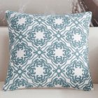 Fashion Simple Blue Throw Pillow Cover for Office Sofa Chair Car Use C embroidery classical flower - blue_45*45cm individual pillowcase