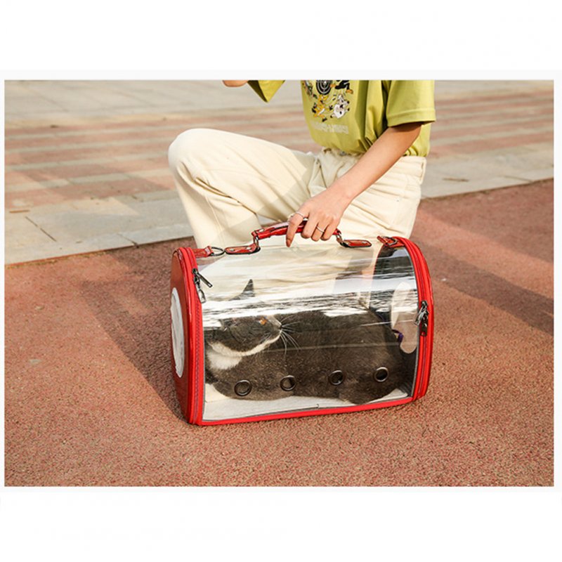 Fashion Space Capsule Pet Handbag Cat Box Transparent Bag Cage for Outdoor red_small