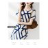 Fashion Striped Dress For Women Summer Short Sleeves V Neck Mid length Dress High Waist Casual A line Skirt As shown XL