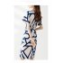 Fashion Striped Dress For Women Summer Short Sleeves V Neck Mid length Dress High Waist Casual A line Skirt As shown 3XL