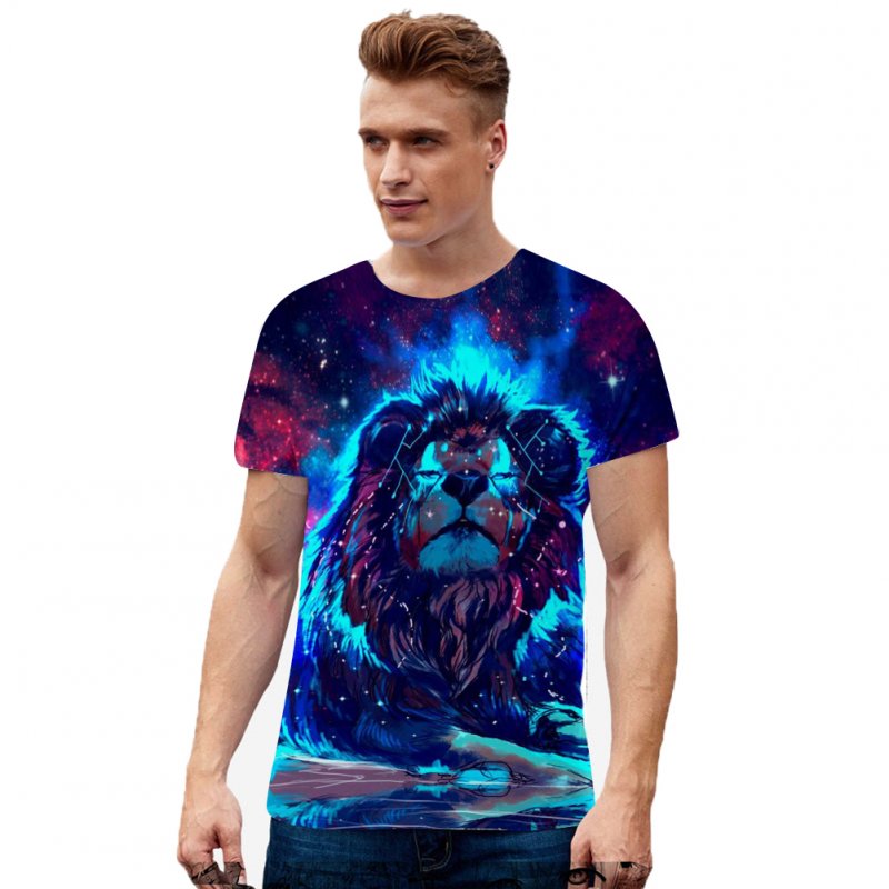 Wholesale Fashion Summer 3d Animal Lion Printing Short Sleeve T Shirt For Men Women White M From China