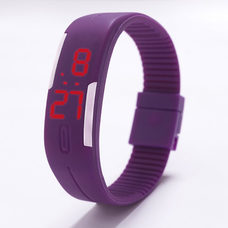 Fashion Top Brand Luxury Unisex Men's Watch Silicone Red LED Sport Watch Touch  purple