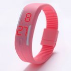 Fashion Top Brand Luxury Unisex Men's Watch Silicone Red LED Sport Watch Touch  Pink