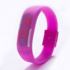 Fashion Top Brand Luxury Unisex Men's Watch Silicone Red LED Sport Watch Touch  Rose red