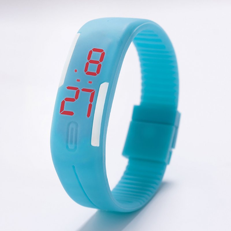 Fashion Top Brand Luxury Unisex Men's Watch Silicone Red LED Sport Watch Touch  Sky blue
