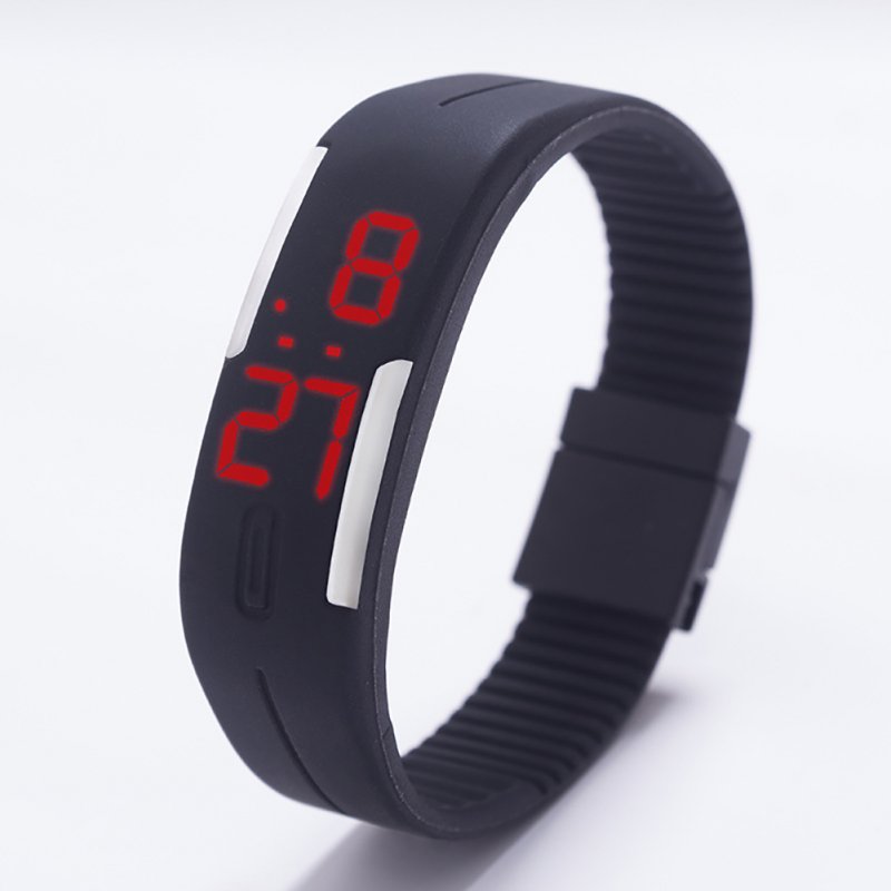 Fashion Top Brand Luxury Unisex Men's Watch Silicone Red LED Sport Watch Touch  black