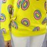 Fashion Unisex 3D Donut Print Vivid Color Pattern Hoodies  yellow XL