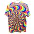 Fashion Unisex Colorful Dazzling 3D Digital Print Loose fitting T shirt as shown M