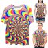 Fashion Unisex Colorful Dazzling 3D Digital Print Loose fitting T shirt as shown XL
