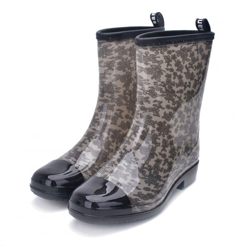 Fashion Water Boots Rain Boots Anti-slip Wear-resistant Waterproof For Women and Lady Grey_38