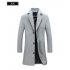 Fashion Winter Men s Solid Color Trench Coat Warm Long Jacket Single Breasted Overcoat gray 4XL