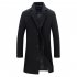 Fashion Winter Men s Solid Color Trench Coat Warm Long Jacket Single Breasted Overcoat black 5XL