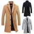 Fashion Winter Men s Solid Color Trench Coat Warm Long Jacket Single Breasted Overcoat khaki XL