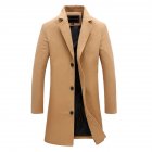 Fashion Winter Men's Solid Color Trench Coat Warm Long Jacket Single Breasted Overcoat khaki_L