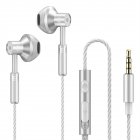 Fashion Wire-controlled Earphone 3.5mm Round Hole Headset Subwoofer Music Gaming Headphone With Microphone A601 silver
