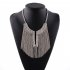 Fashion Women Metal Multilayer Chain Tassel Tassels Choker Bib False Collar Necklace Bronze