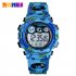 Fashion Wristwatch Electronic Children Watch For Outdoor Sports Multi function Electronic Watch Dark blue camouflage