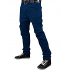 Fashionable Men Solid Color Trousers Business Straight leg Pants Casual Cotton Pants Navy Blue L