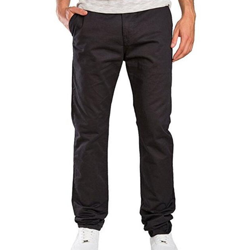 Fashionable Men Solid Color Trousers Business Straight-leg Pants Casual Cotton Pants black_3XL