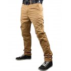 Fashionable Men Solid Color Trousers Business Straight leg Pants Casual Cotton Pants Khaki M