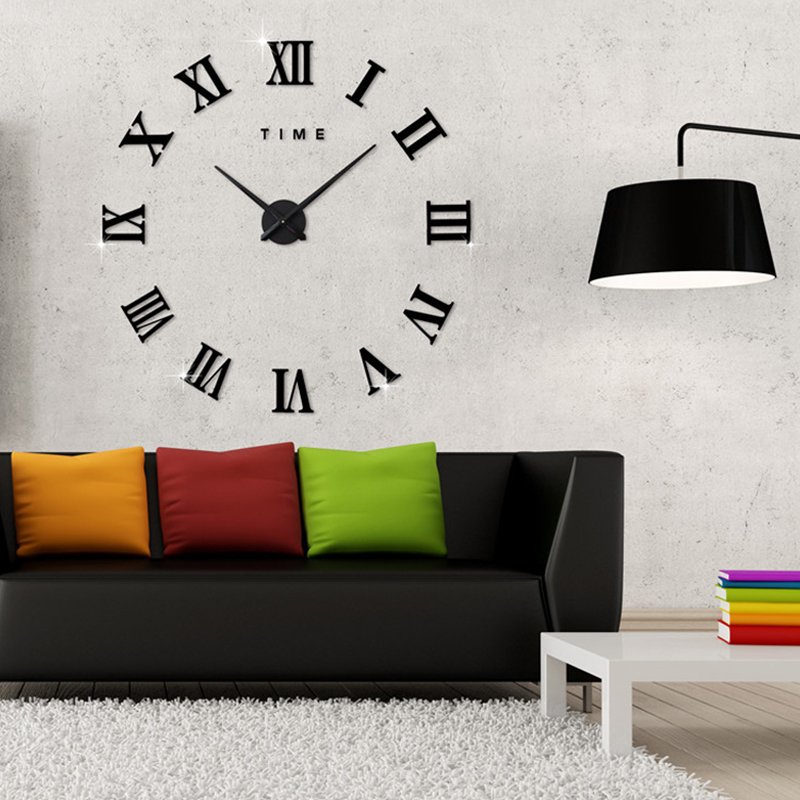 Fashionable Roman Numeral Wall Clock DIY Wall Ornament Home Office Hotel Decoration Gift  black