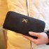 Fashionable Women Embossed Bowknot PU Leather Wallet Wear resistant Zipper Handbag Clutch Organizer Card Holder