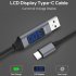 Fast Charging USB 3 0 USB Type C Cable Voltage Current Display Data Sync USB C Cable for Xiaomi A1 Samsung S9 gray
