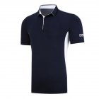 Fast Dry Breathable Golf Clothes Male Short Sleeve T-shirt Polo Shirt Navy_XL