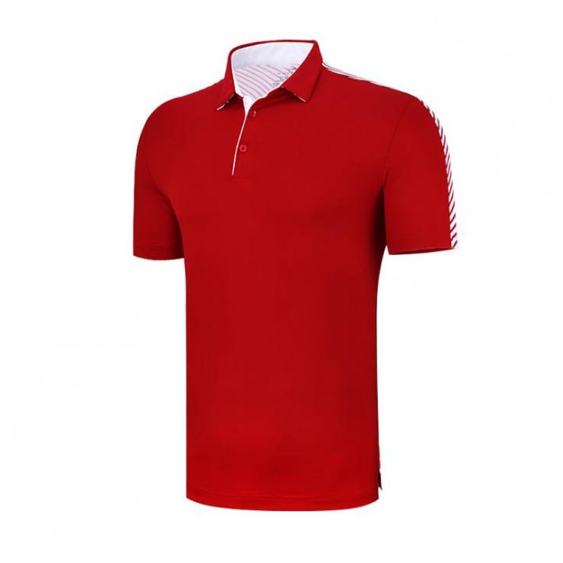 Fast Dry Golf Clothes Summer Male Short Sleeve Short T-shirt Polo Shirt red_L