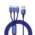 Fast USB Charging Cable Universal 3 in 1 Multi Function Cell Phone Cord Charger  blue