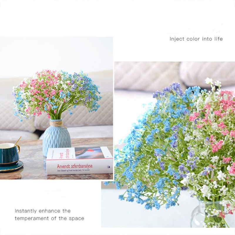 16 Pcs/bunch Artificial  Gypsophila Vivid Colored Plants Bouquets Diy Wedding Home Living Room Decoration Photography Props 