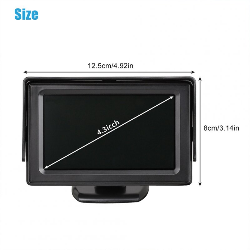 4.3 inch TFT LCD Display Backup Camera Monitor For Parking Rear View Backup Monitor 2 Video Input Ports Night Vision 