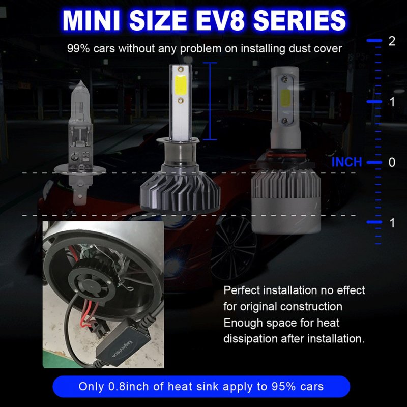 2pcs/set EV8 120W 8000LM 6500K Mini Super Bright H1 6K Headlight Bulb 6500K white_H1