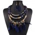 Feather Pendant Multi Layers Tribal Bib Necklace Statement Earring Jewelry Set