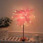Feather Table Lamp Modern USB Powered LED Bedside Table Lamp Night Light With Remote Control For Bedroom Living Room Party Wedding Christmas Valentines Day Decor pink feather