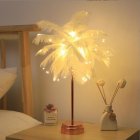Feather Table Lamp Modern USB Powered LED Bedside Table Lamp Night Light With Remote Control For Bedroom Living Room Party Wedding Christmas Valentines Day Decor white feather