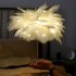 Feather Table Lamp Modern USB Powered LED Bedside Table Lamp Night Light With Remote Control For Bedroom Living Room Party Wedding Christmas Valentines Day Deco